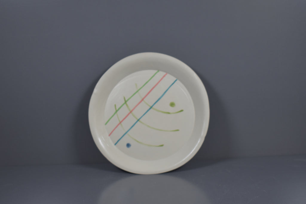 Handmade Ceramic Pastel Line Art Plate — Modern Minimalist Dinnerware & Decorative Pottery Collection