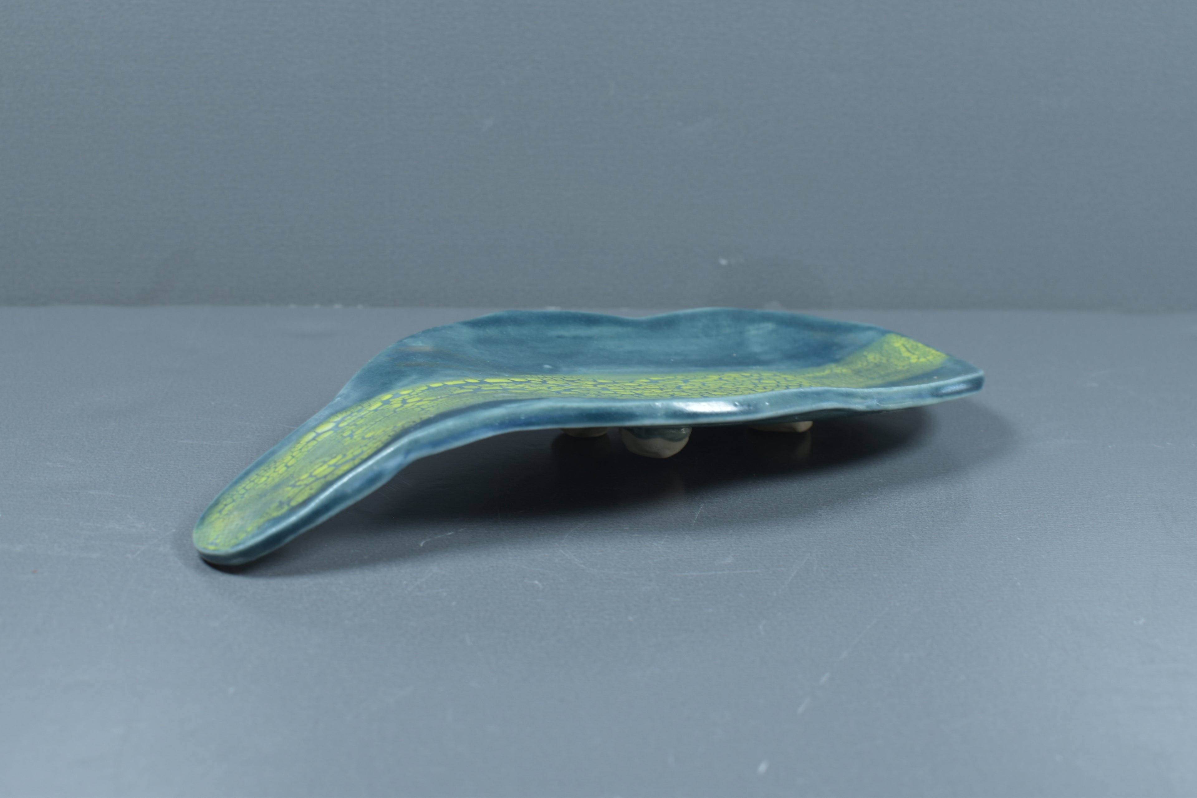 Blue Ridge Crackle Leaf Spoon Rest - Handmade Nature-Inspired Ceramic Spoon Rest with Crackle Glaze