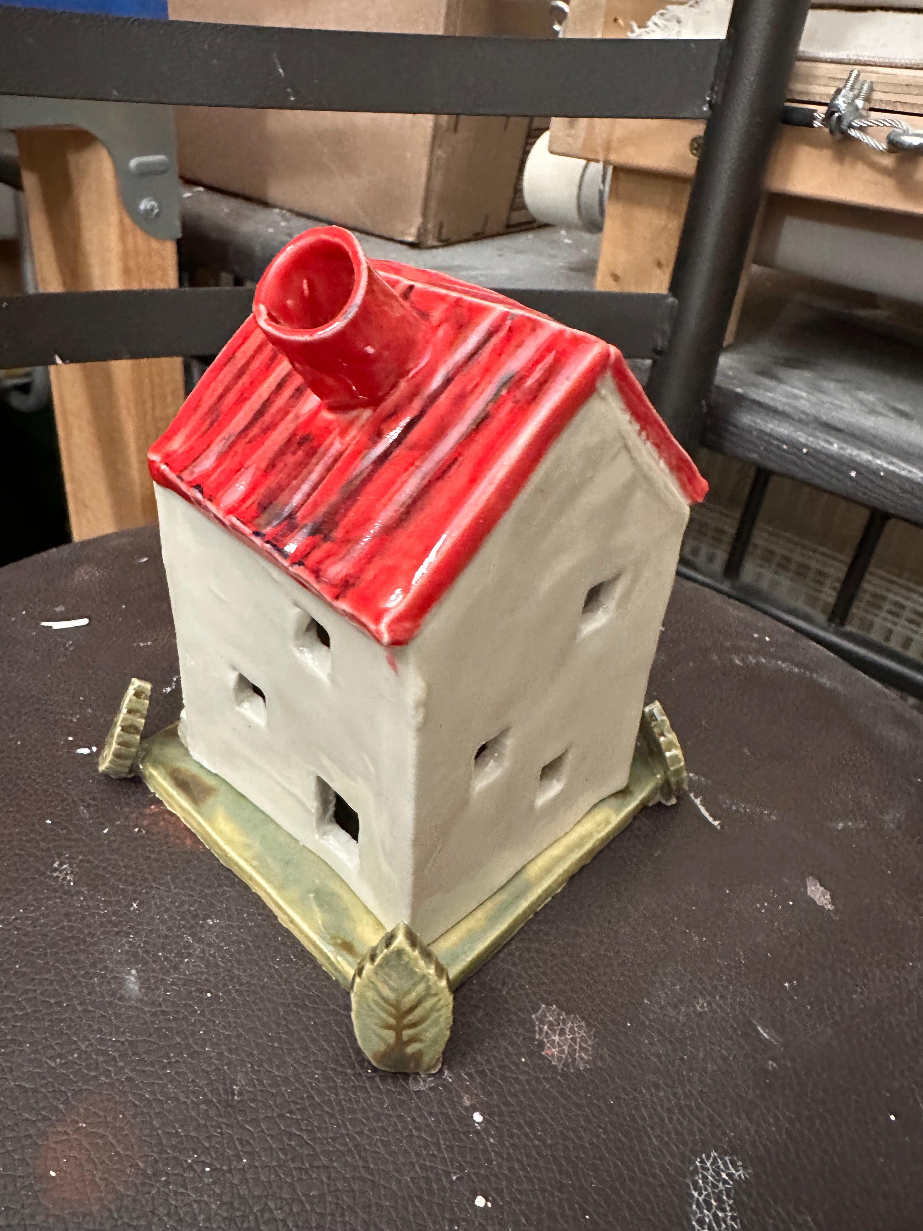 Handmade Ceramic House Tealight Holder | Nordic Red Roof Candle House | Miniature Home Décor | Incense Burner | Cozy Ceramic Luminary