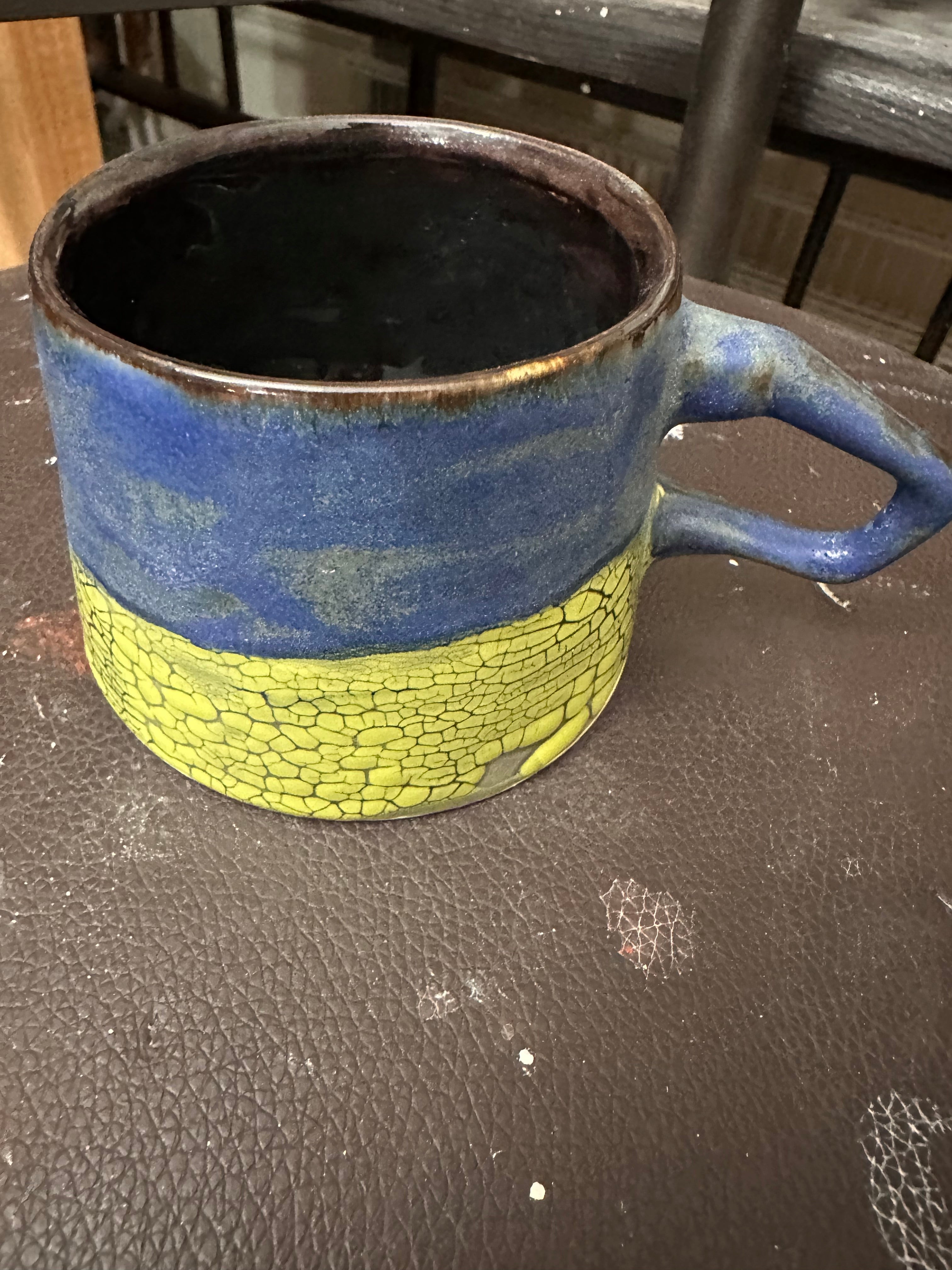 Blue Meadow Crackle Ceramic Mug – Handmade Artisan Pottery Coffee Cup