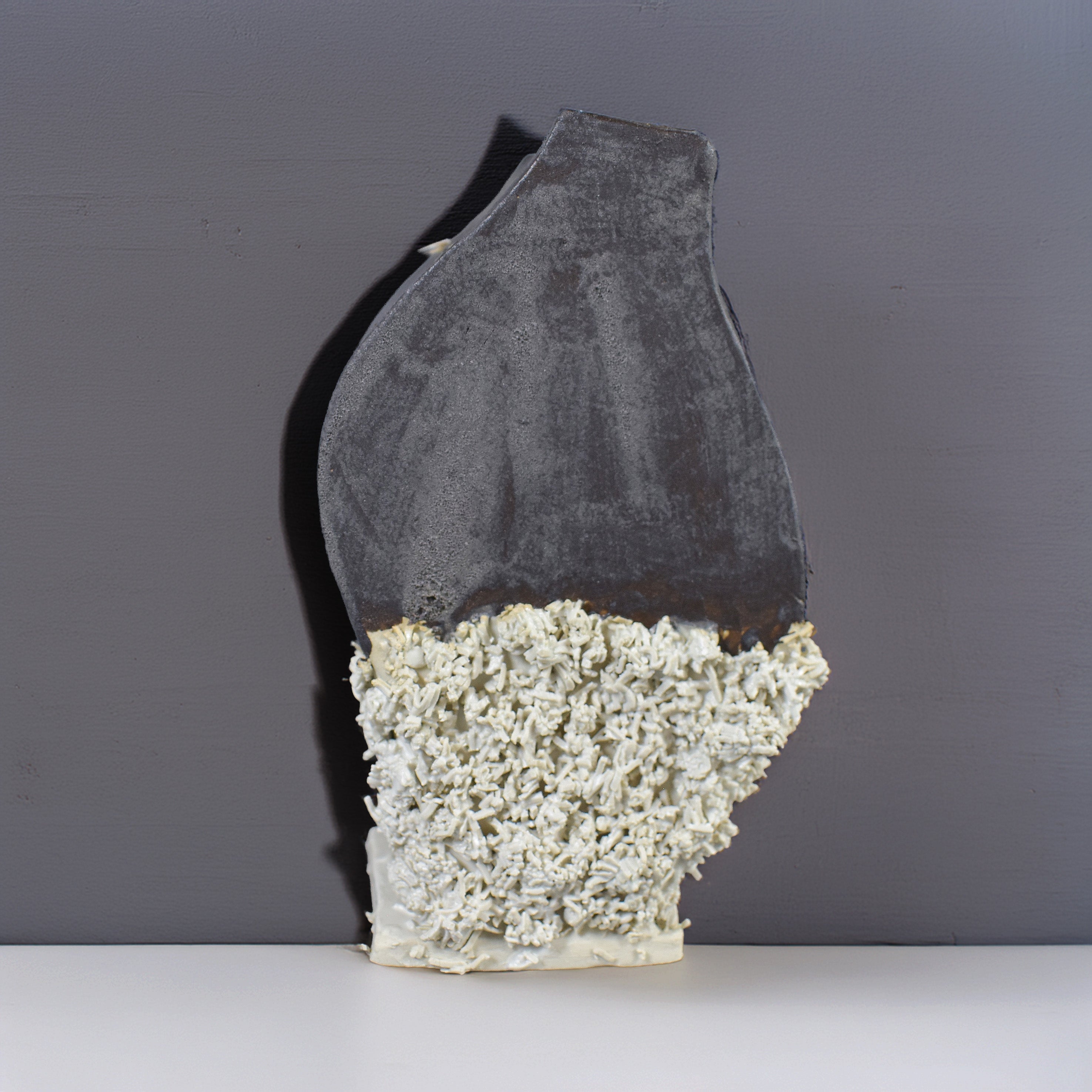 Charcoal Reef Sculpture Vase – Handmade Dark Matte Drift and Coral Textured Vase