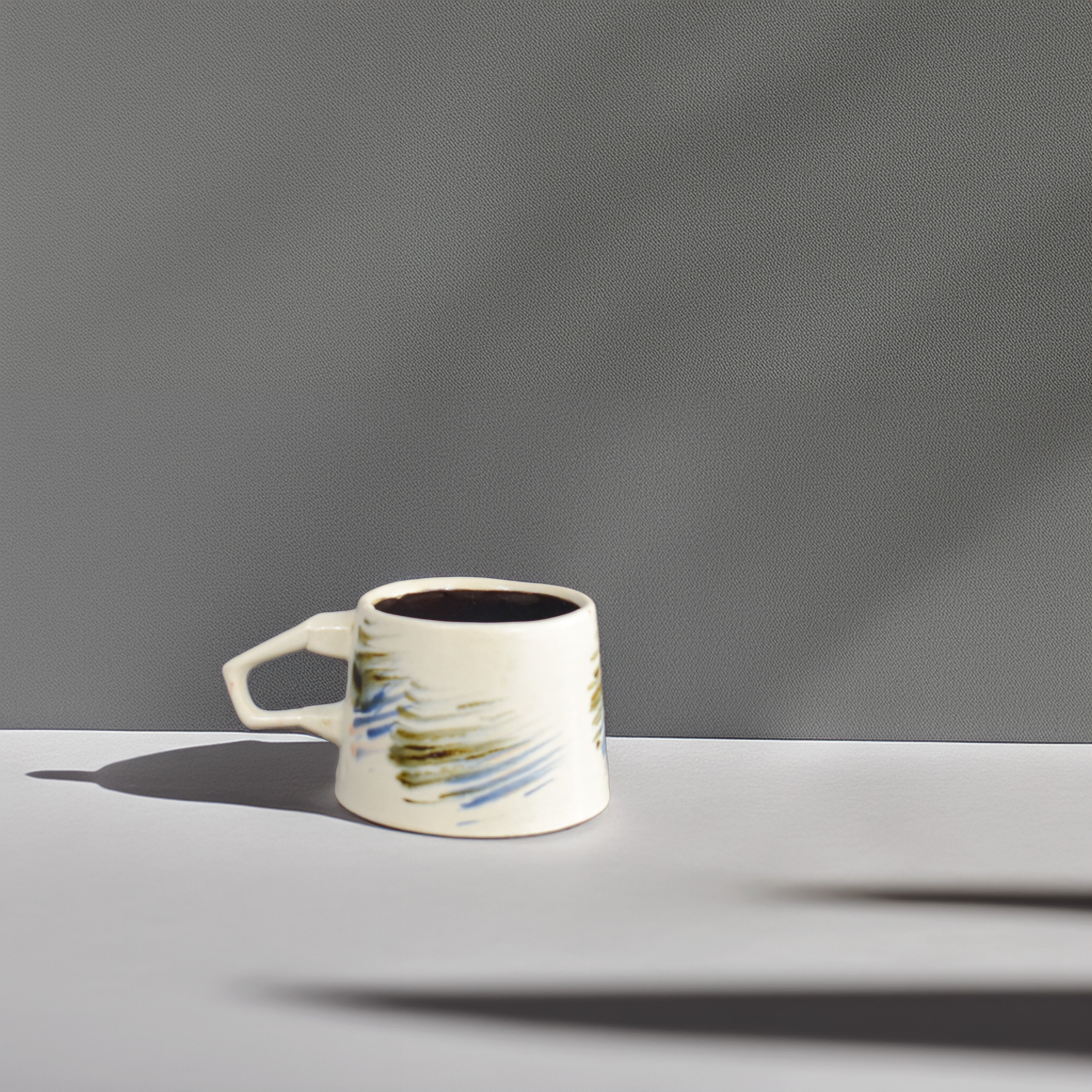 Pastel Brushstroke Ceramic Mug – Handmade Hand-Painted Artisan Coffee Cup