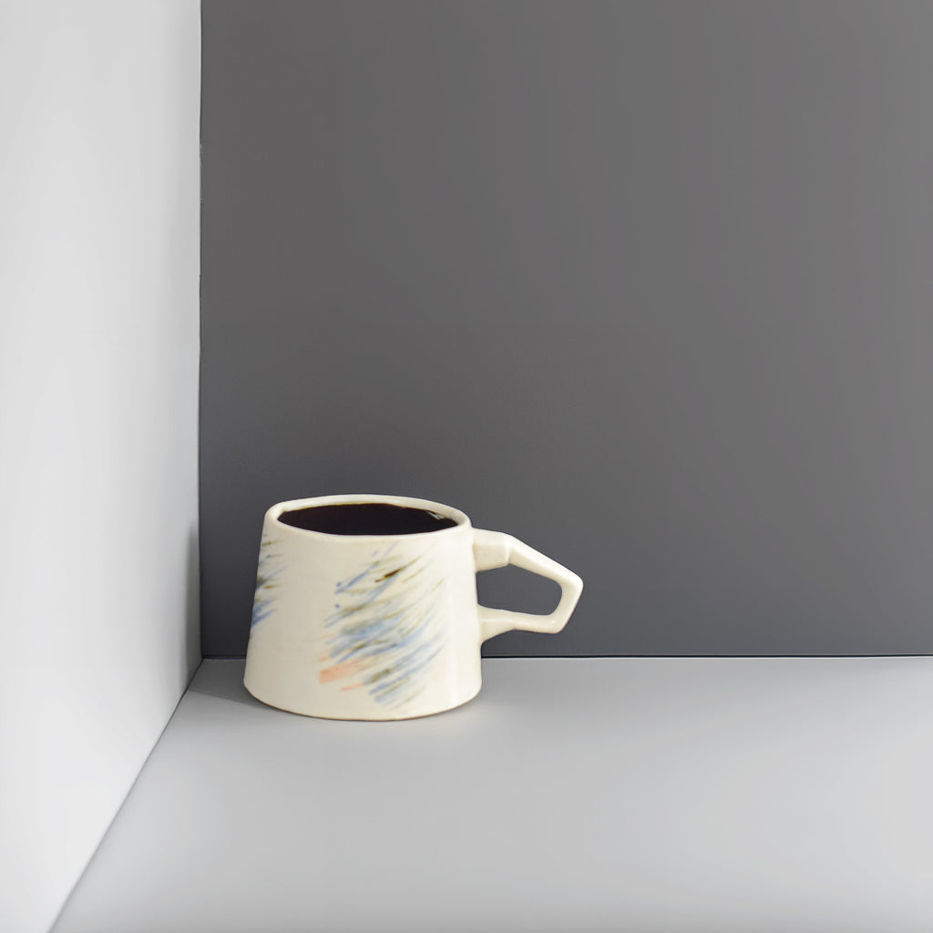 Pastel Brushstroke Ceramic Mug – Handmade Hand-Painted Artisan Coffee Cup