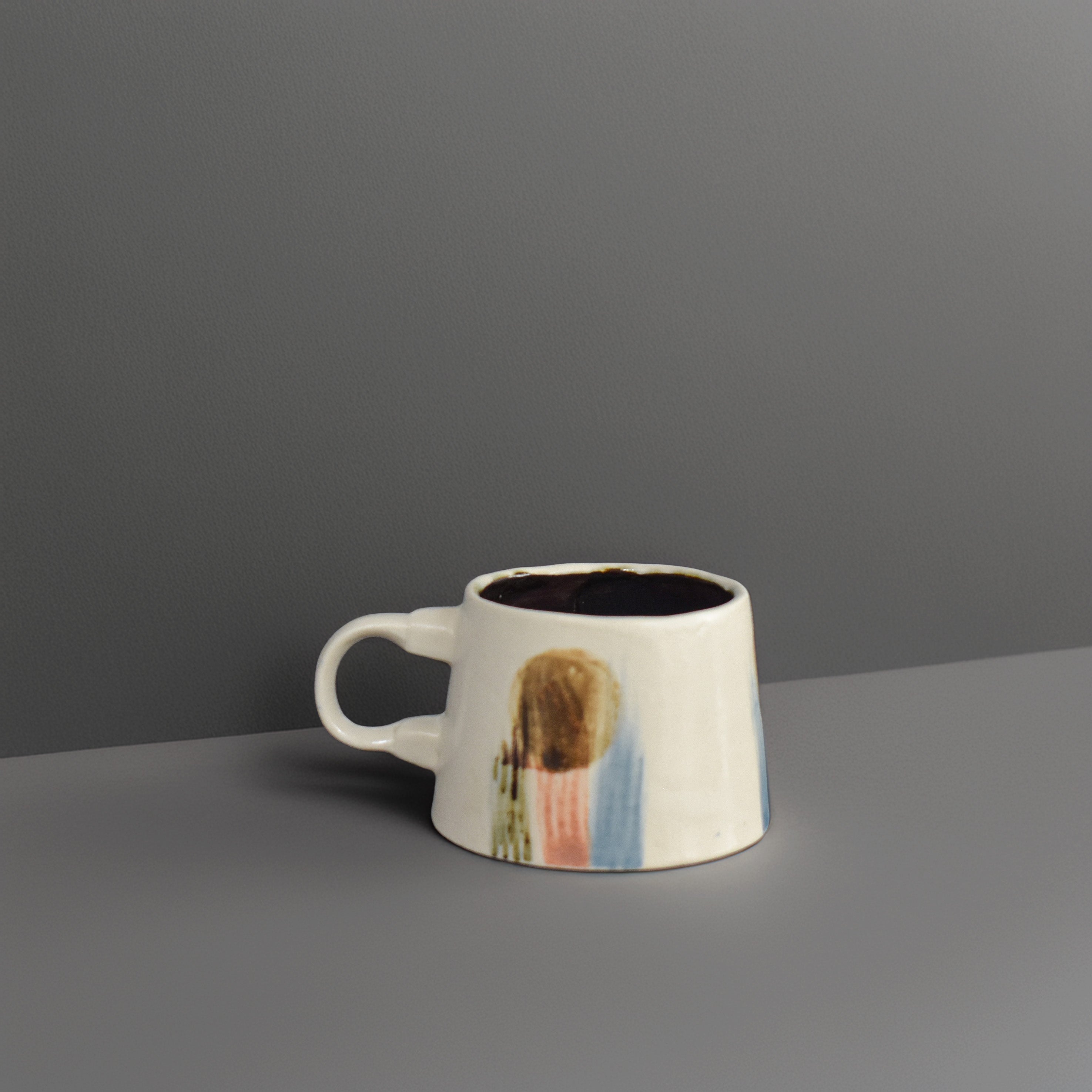 Abstract Sunrise Brushstroke Mug – Handmade Ceramic Mug with Modern Art & Sunrise Motif