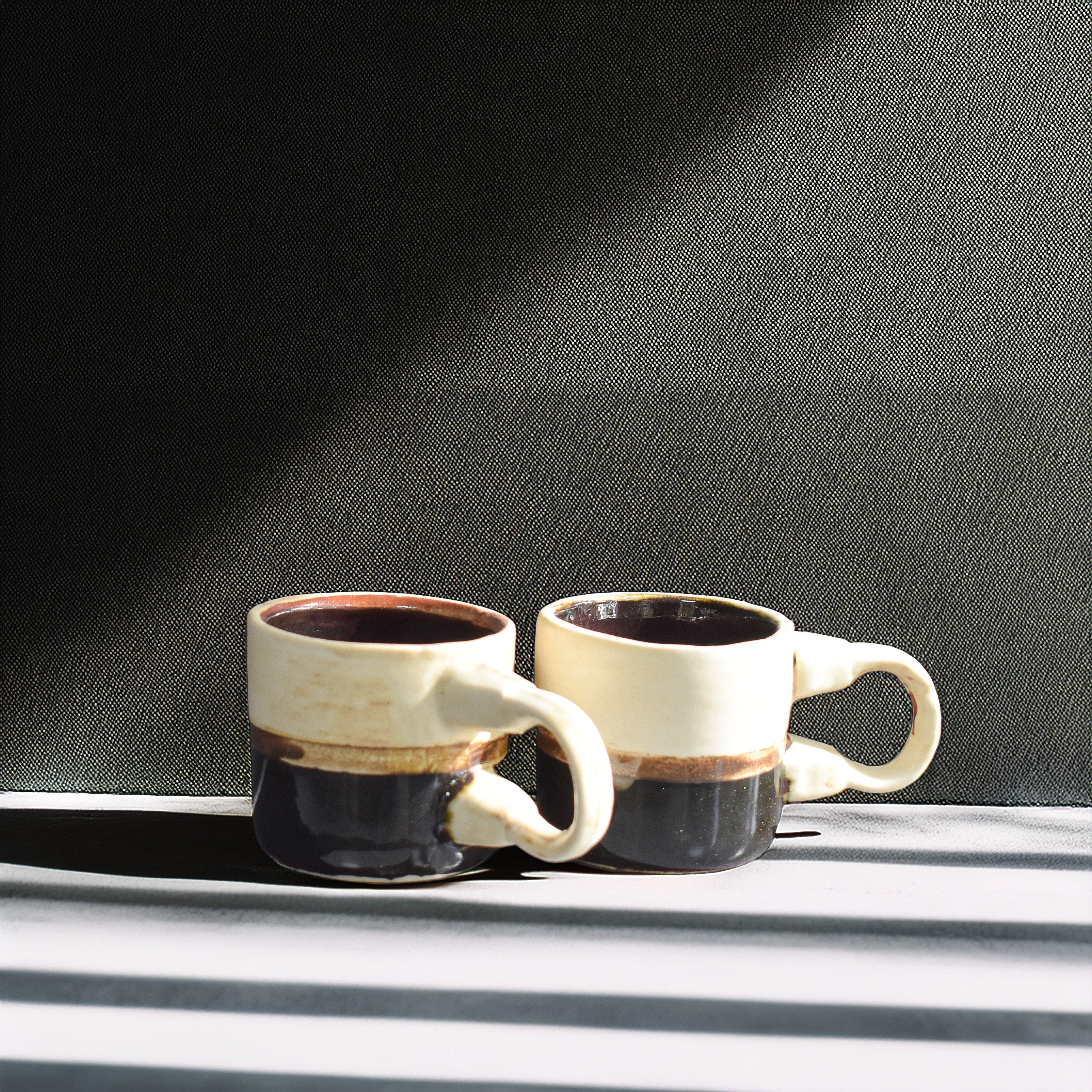 Earthline Espresso Cup – Handmade Ceramic Espresso Cup with Cream Body & Earthy Brown Band