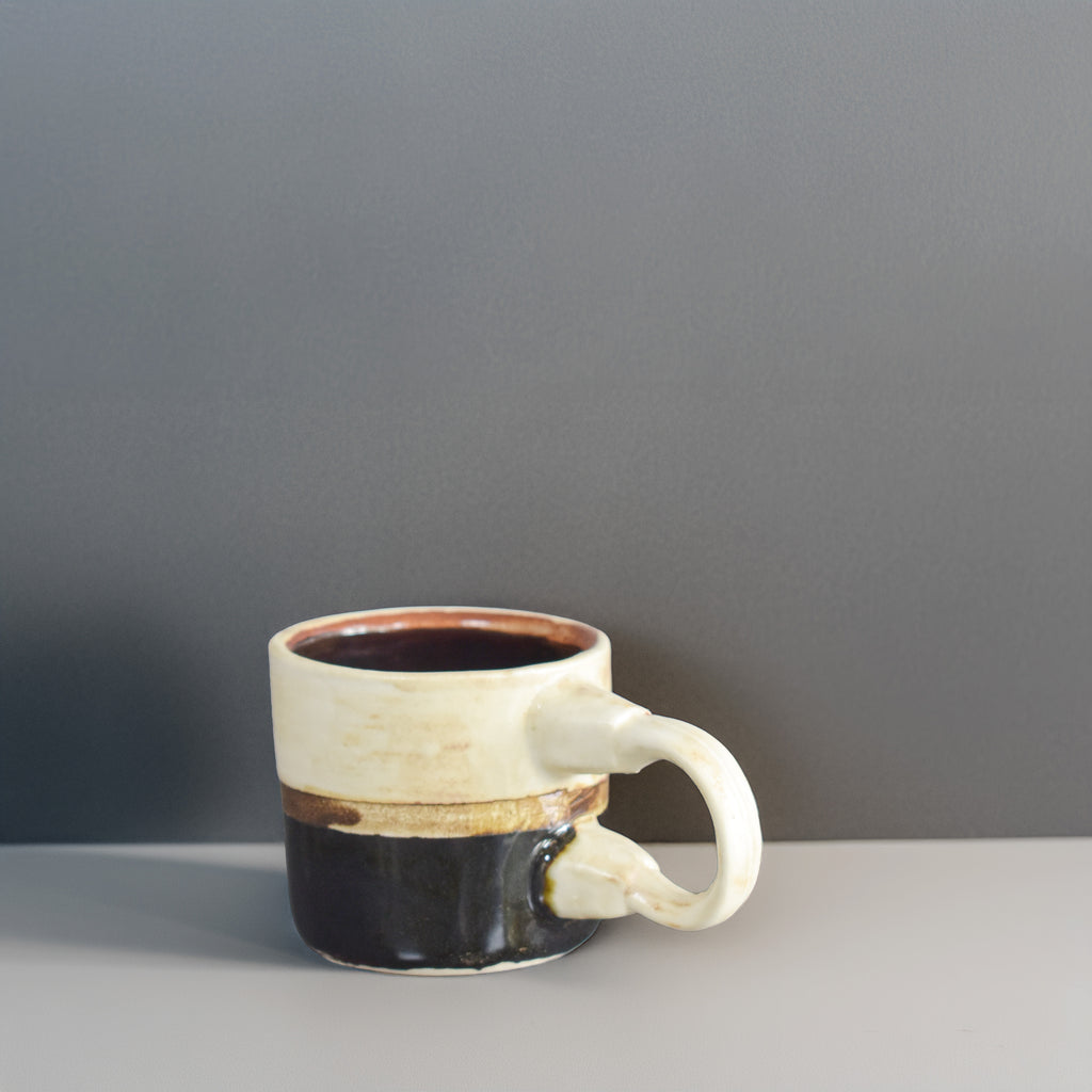 Earthline Espresso Cup – Handmade Ceramic Espresso Cup with Cream Body & Earthy Brown Band
