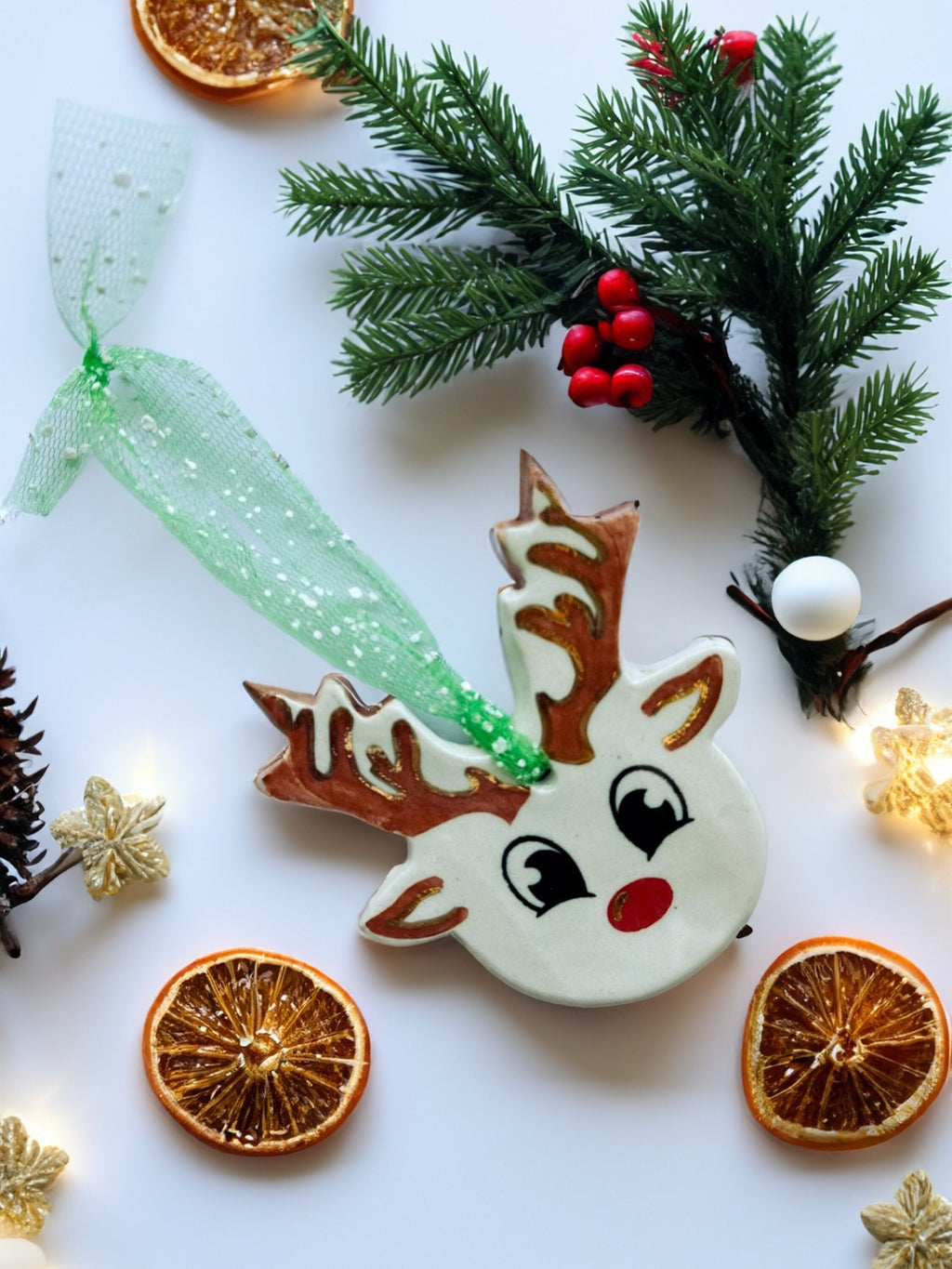 Handmade CERAMIC Glazed Christmas Ornament | Christmas Tree Décor | Christmas Gift | Holiday Décor | House Décor | Office Décor, Reindeer
