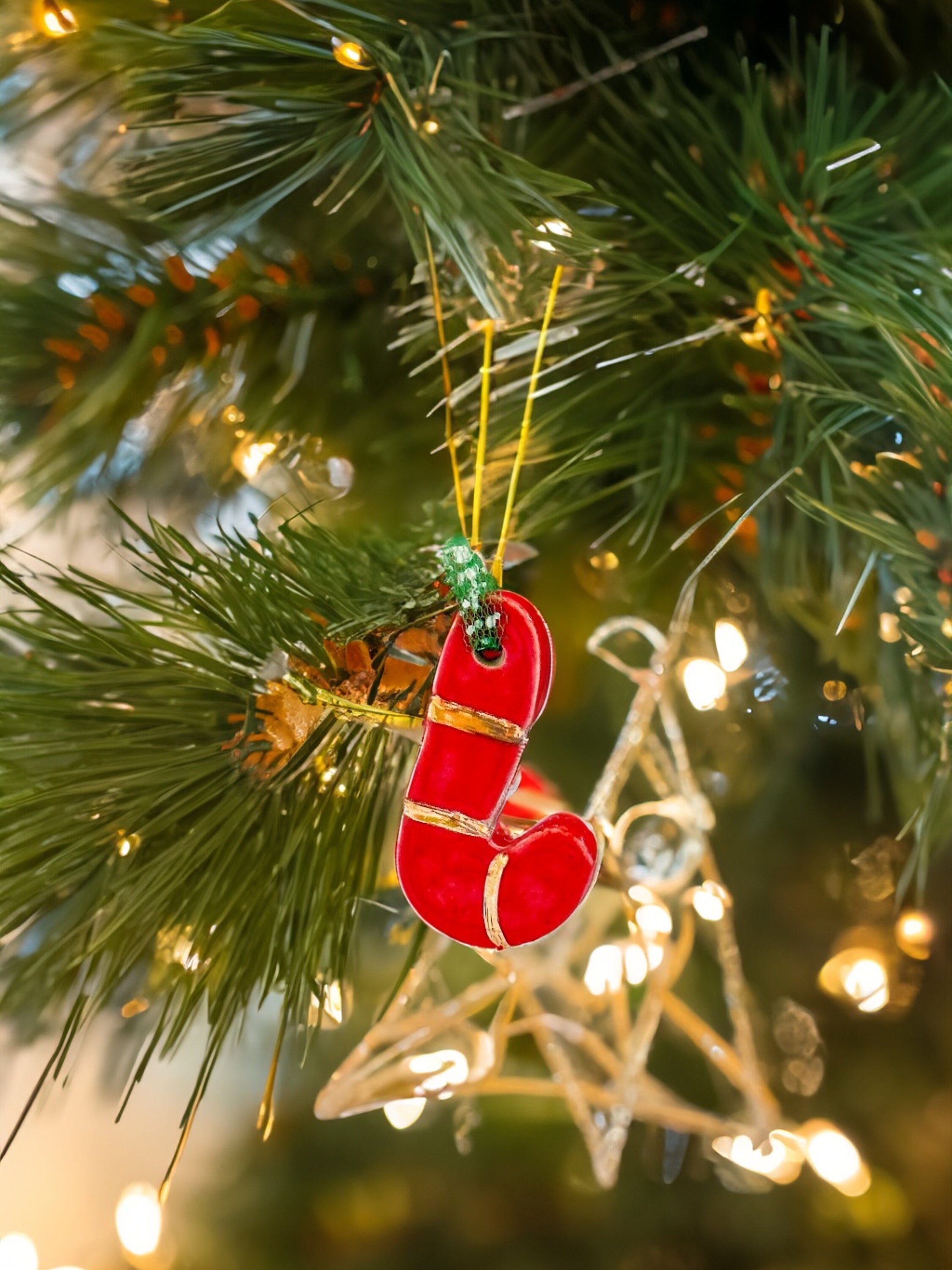 Handmade CERAMIC Glazed Christmas Ornament | Christmas Tree Décor | Christmas Gift | Holiday Décor | House Décor | Office Décor, Sock