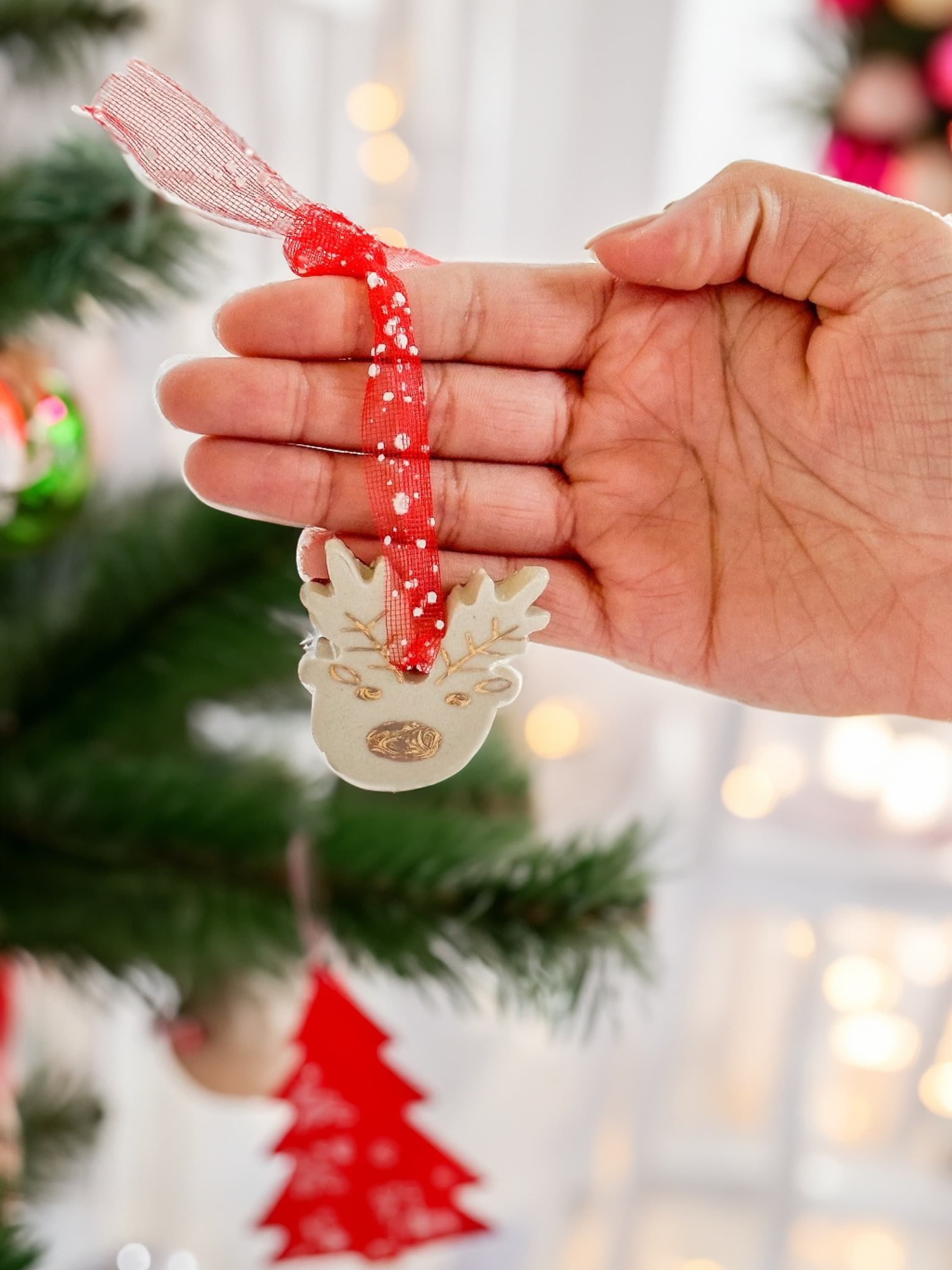 Handmade CERAMIC Glazed Christmas Ornament | Christmas Tree Décor | Christmas Gift | Holiday Décor | House Décor | Office Décor, Reindeer