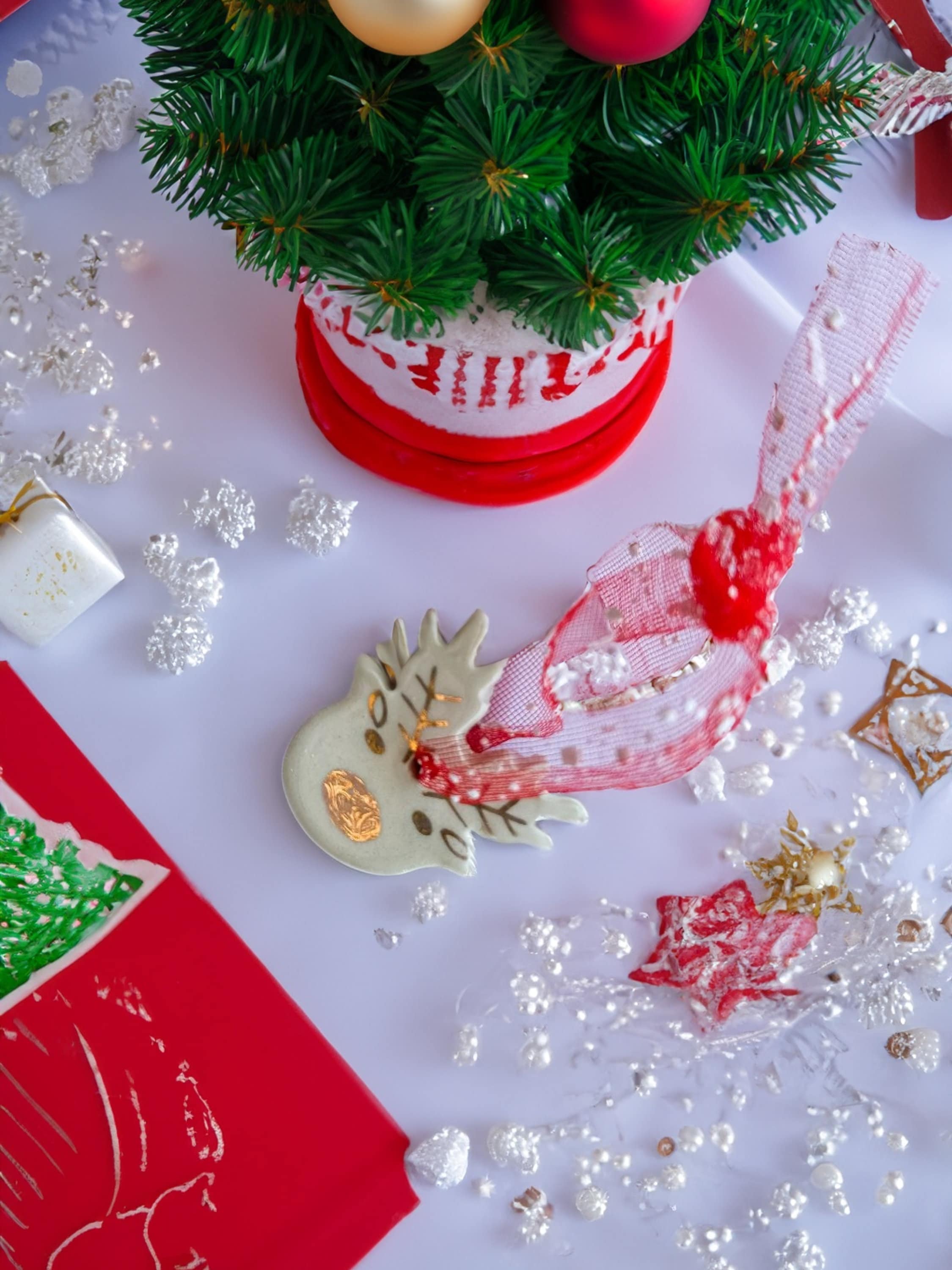 Handmade CERAMIC Glazed Christmas Ornament | Christmas Tree Décor | Christmas Gift | Holiday Décor | House Décor | Office Décor, Reindeer