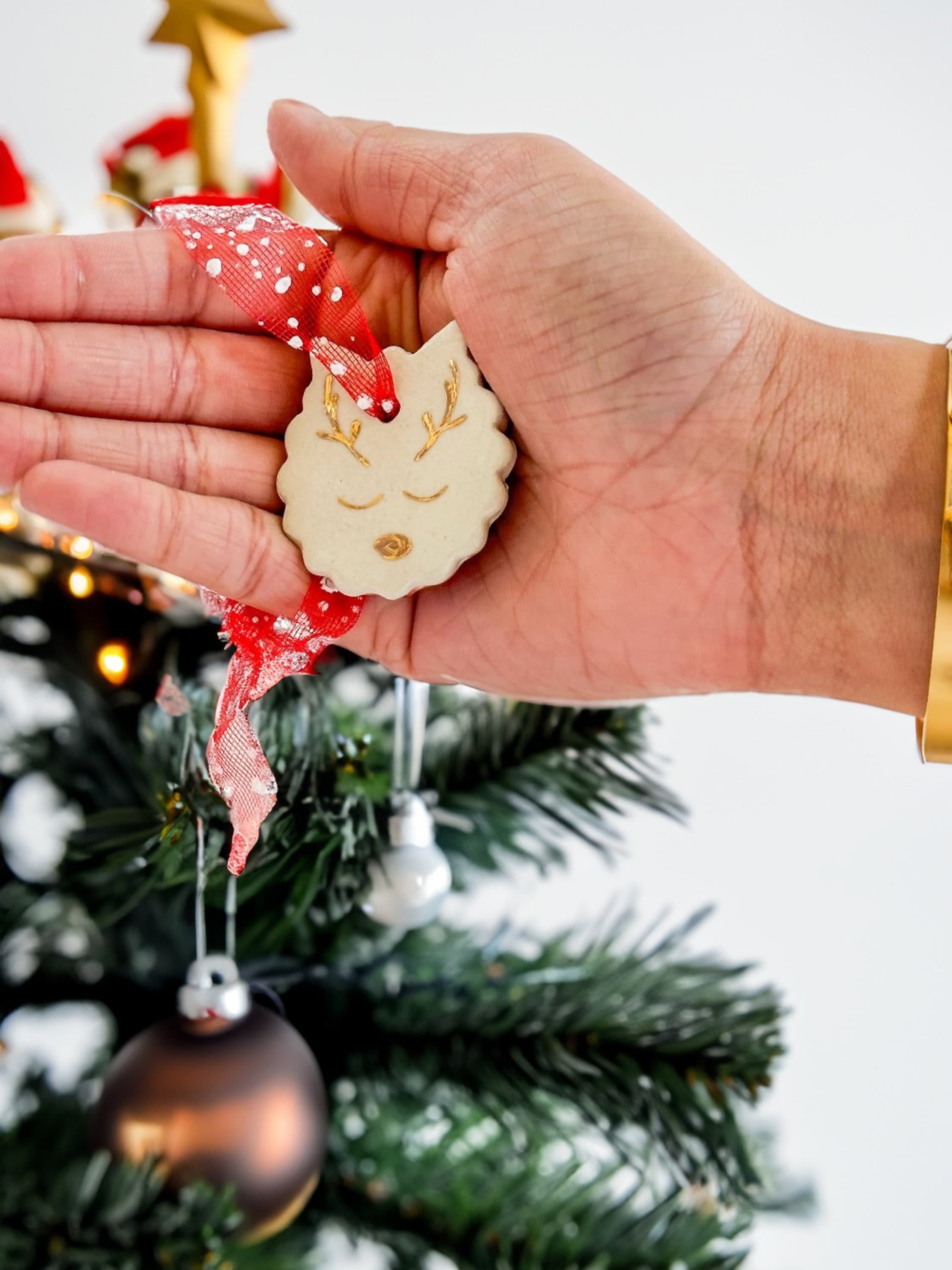 Handmade CERAMIC Glazed Christmas Ornament | Christmas Tree Décor | Christmas Gift | Holiday Décor | House Décor | Office Décor, Reindeer