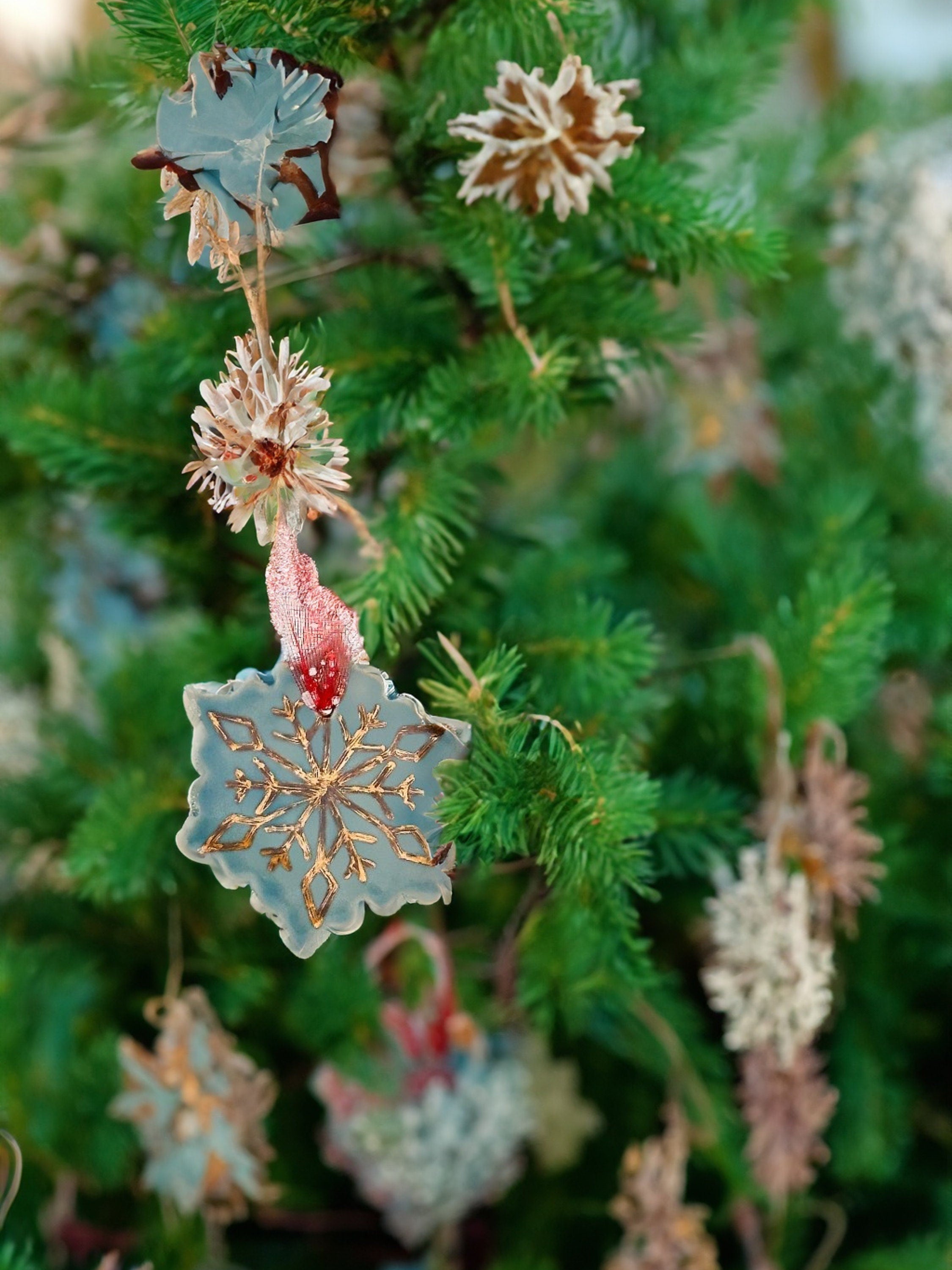 Handmade CERAMIC Glazed Christmas Ornament | Christmas Tree Décor | Christmas Gift | Holiday Décor | House Décor | Office Décor, Snowflake