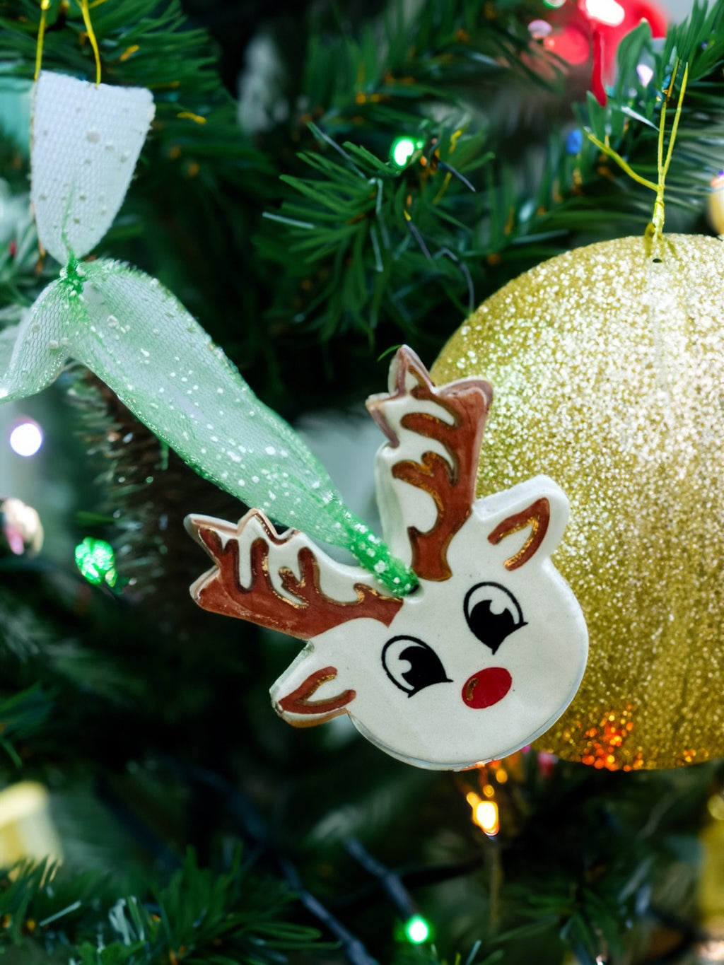 Handmade CERAMIC Glazed Christmas Ornament | Christmas Tree Décor | Christmas Gift | Holiday Décor | House Décor | Office Décor, Reindeer