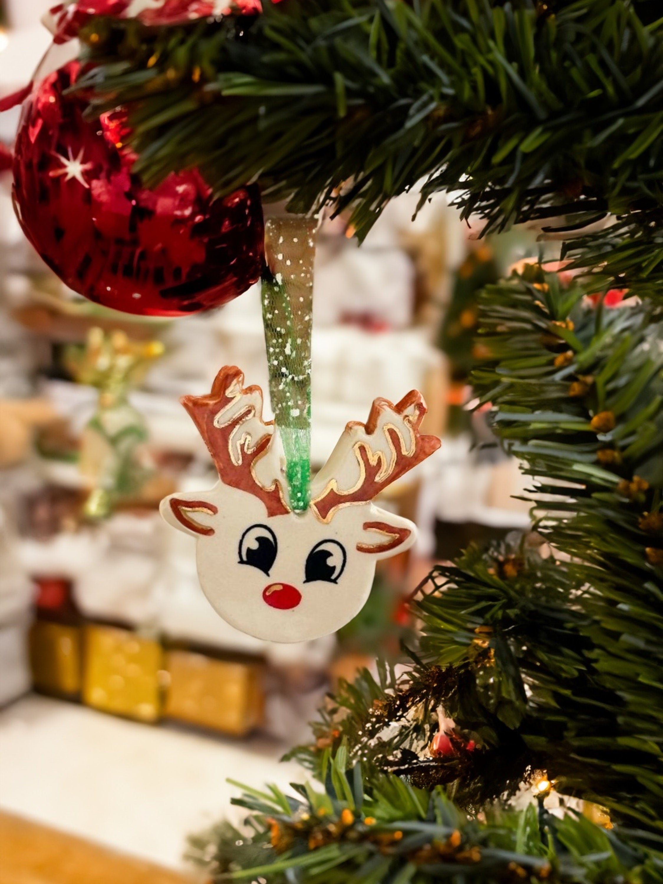 Handmade CERAMIC Glazed Christmas Ornament | Christmas Tree Décor | Christmas Gift | Holiday Décor | House Décor | Office Décor, Reindeer