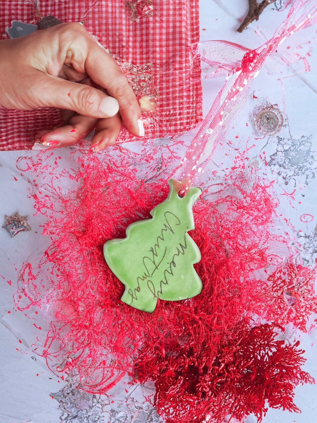 Handmade CERAMIC Glazed Christmas Ornament | Christmas Tree Décor | Christmas Gift | Holiday Décor | House Décor | Office Décor, Xmas Tree L