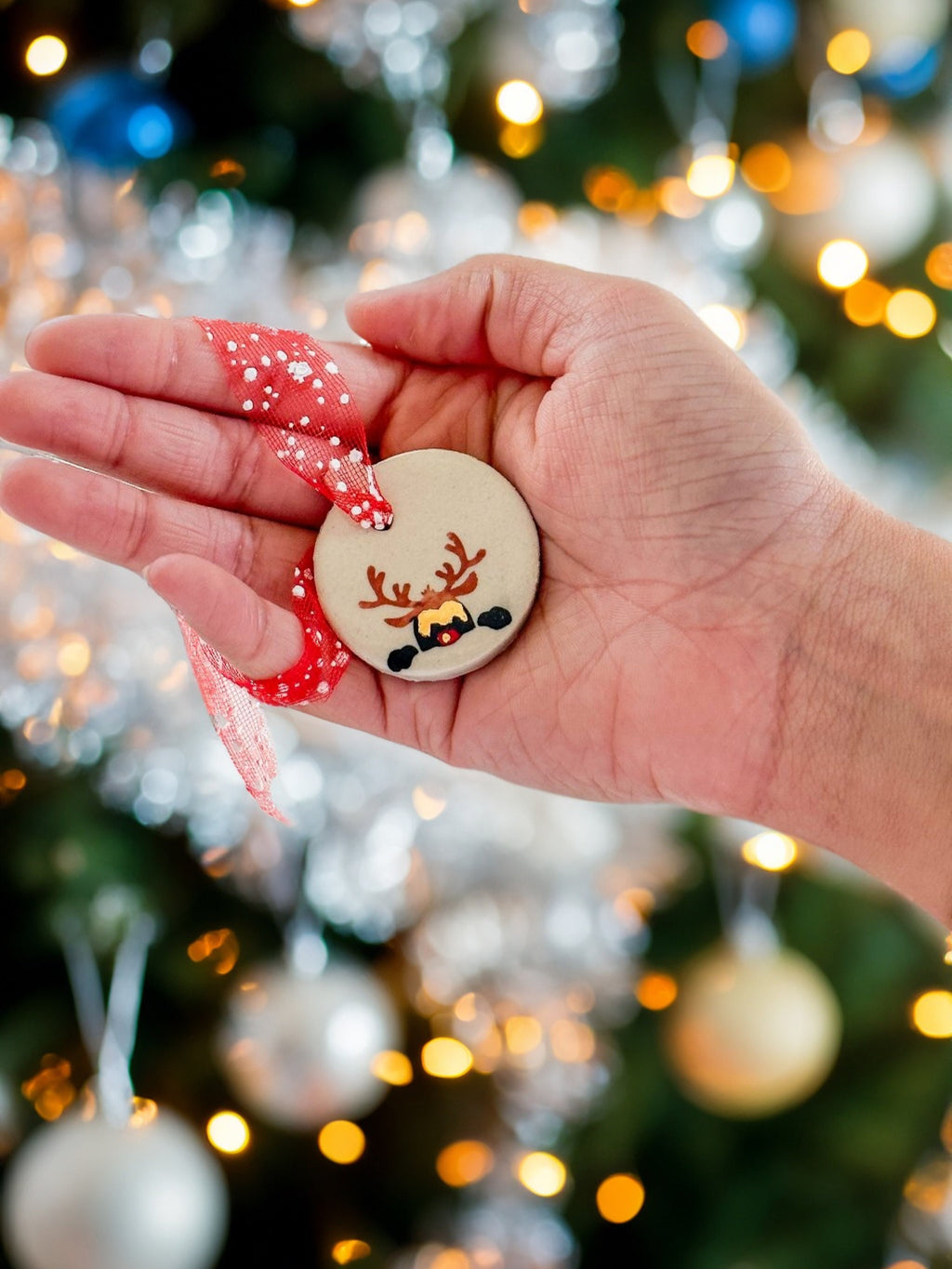 Handmade CERAMIC Glazed Christmas Ornament | Christmas Tree Décor | Christmas Gift | Holiday Décor | House Décor | Office Décor, Reindeer