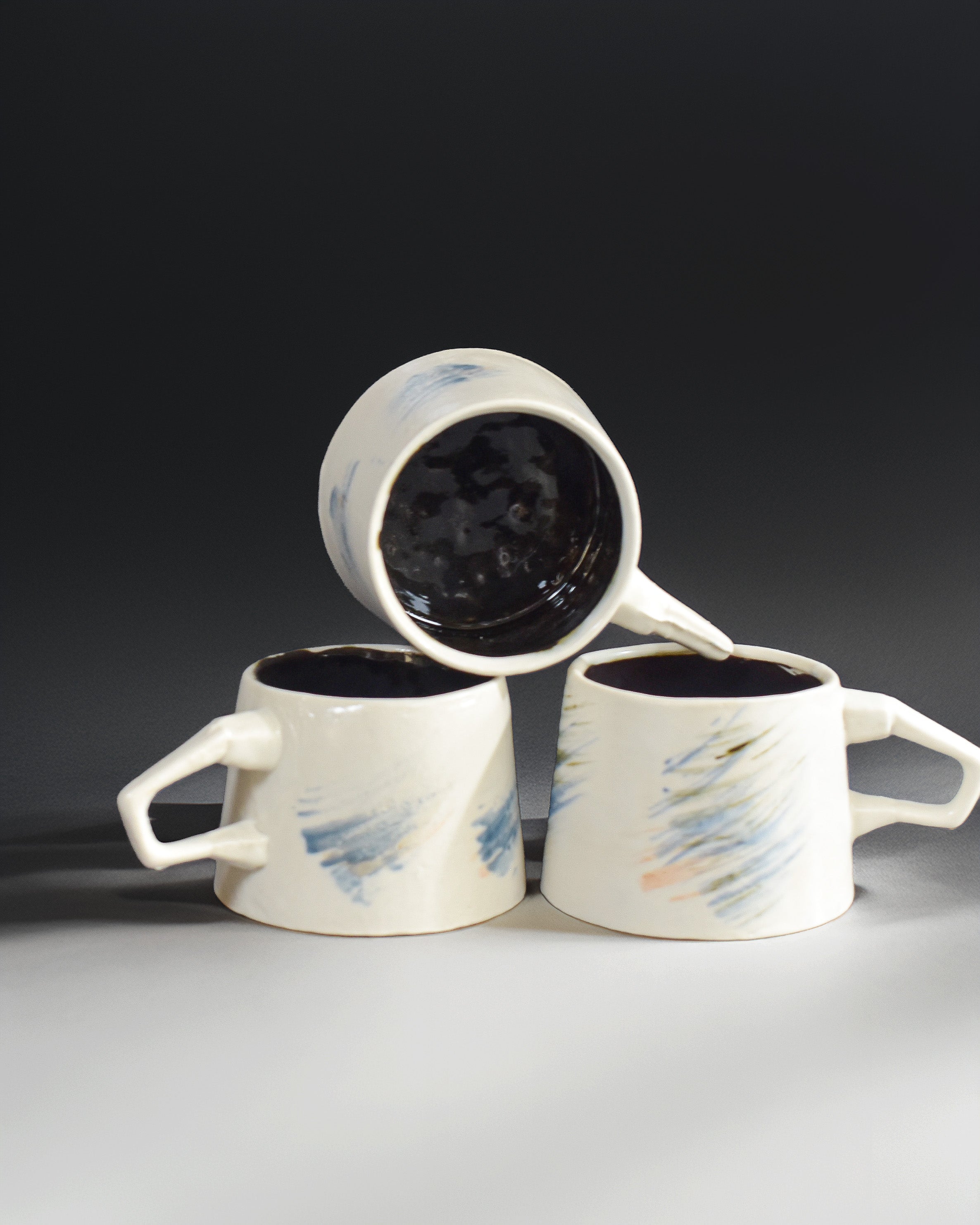 Pastel Brushstroke Ceramic Mug – Handmade Hand-Painted Artisan Coffee Cup