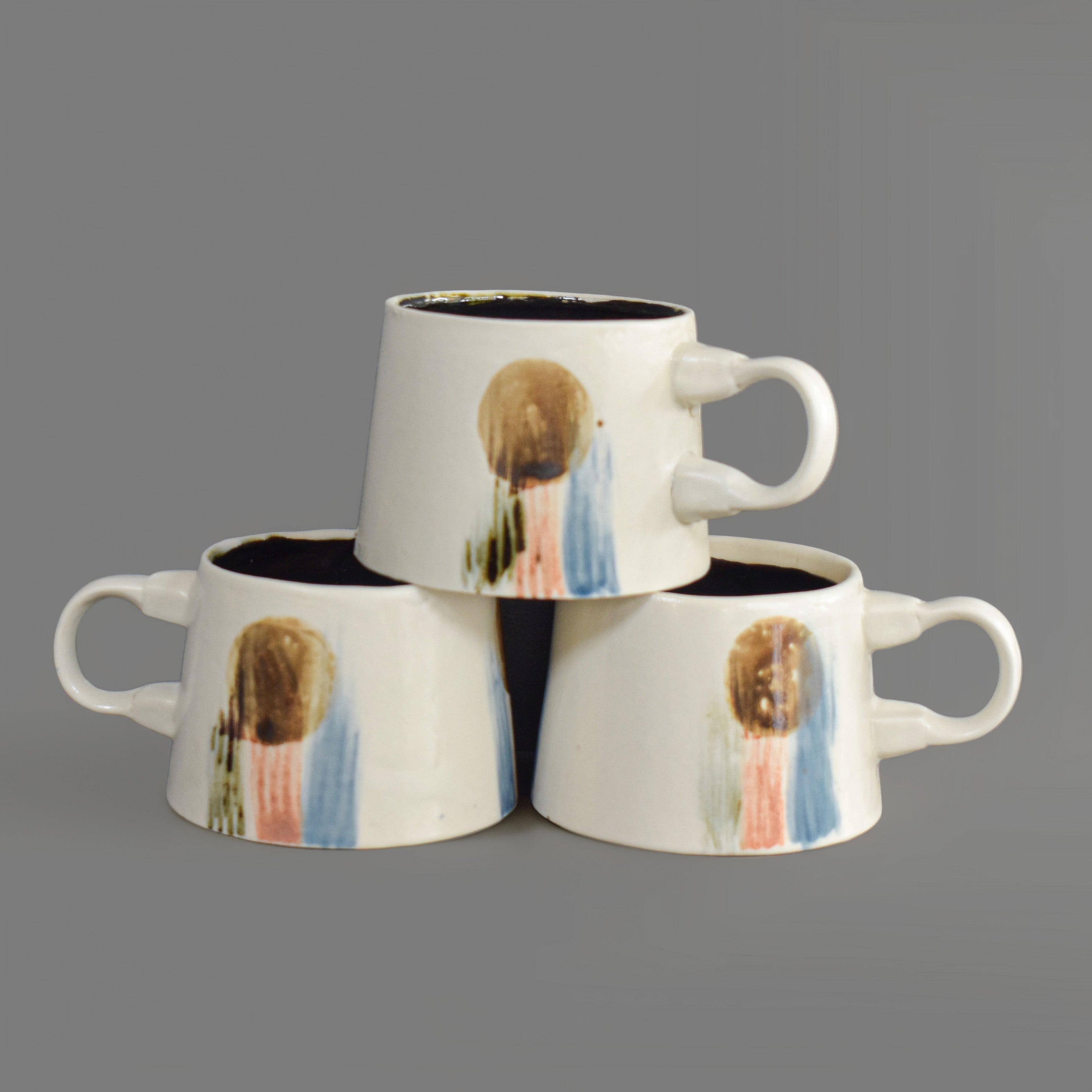 Abstract Sunrise Brushstroke Mug – Handmade Ceramic Mug with Modern Art & Sunrise Motif