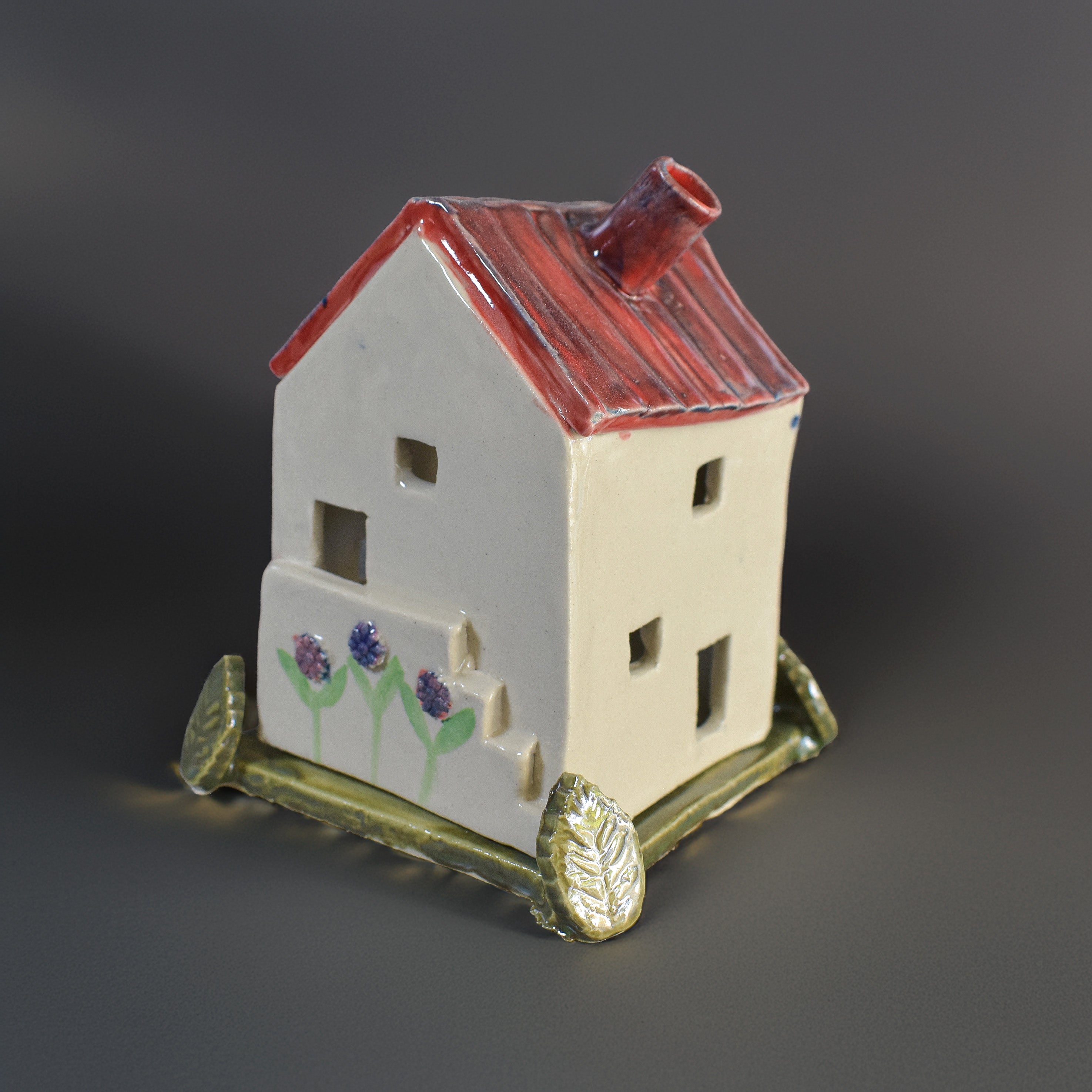 Handmade Ceramic House Tealight Holder | Nordic Red Roof Candle House | Miniature Home Décor | Incense Burner | Cozy Ceramic Luminary