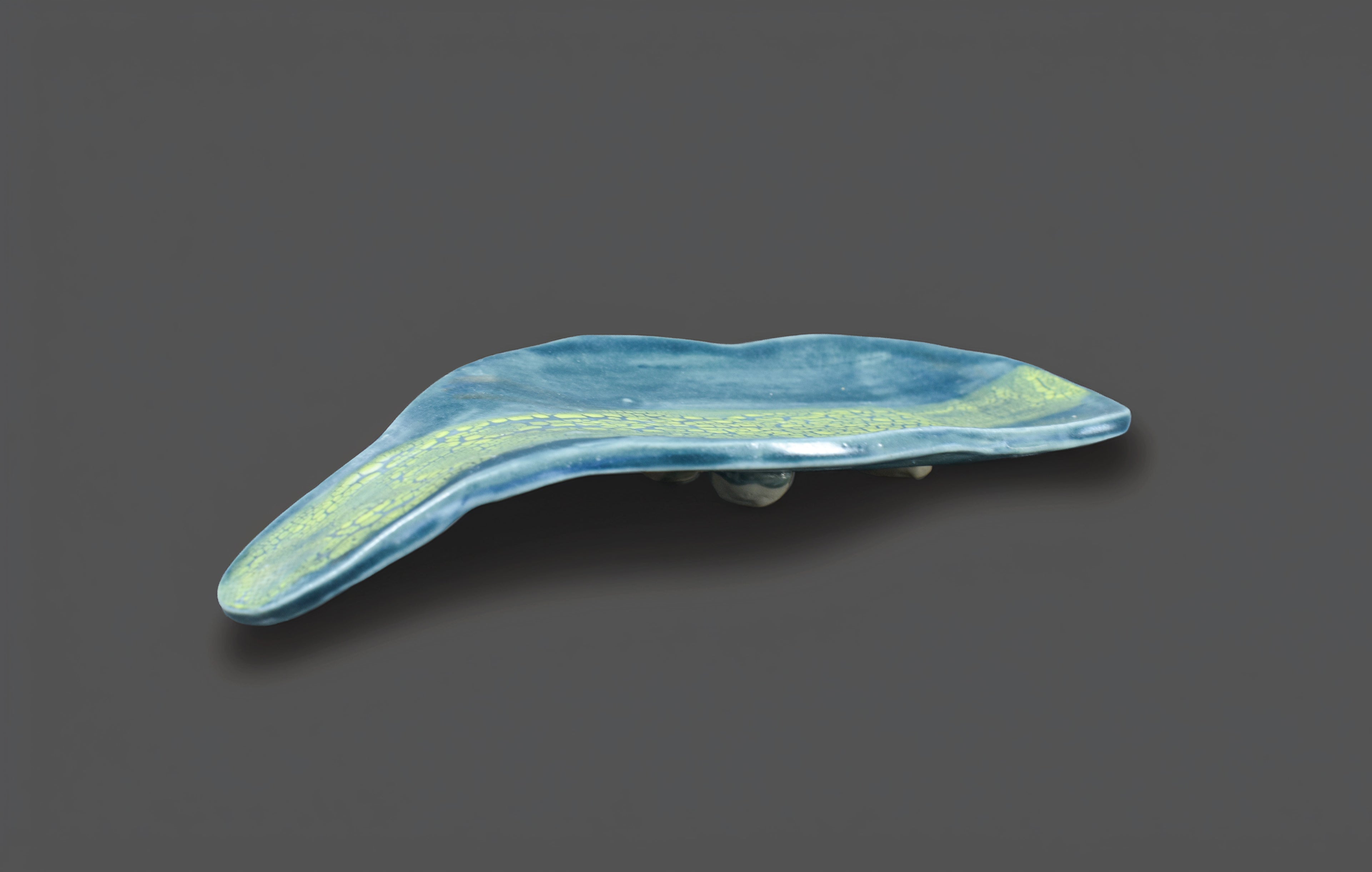 Blue Ridge Crackle Leaf Spoon Rest - Handmade Nature-Inspired Ceramic Spoon Rest with Crackle Glaze