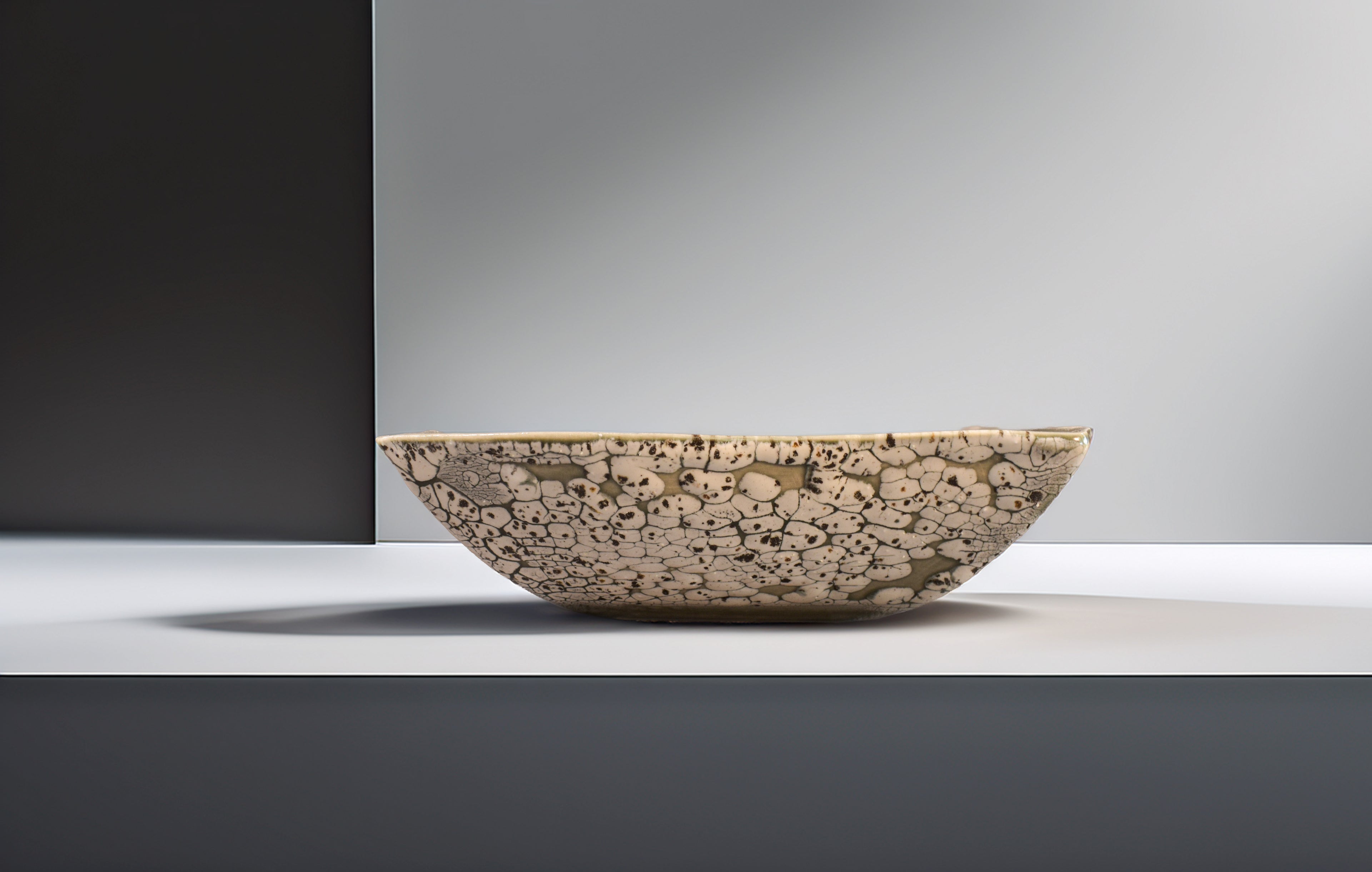 Ceramic Slate Stripe Square Bowl – Handmade Bowl – Desert Bowl – Artistic Cracle Pottery – Home & Kitchen Décor